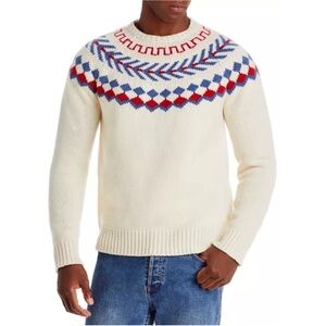 Bloomingdale's Wool Geo Stripe Regular Fit Crewneck Sweater, Size S New w/Tag